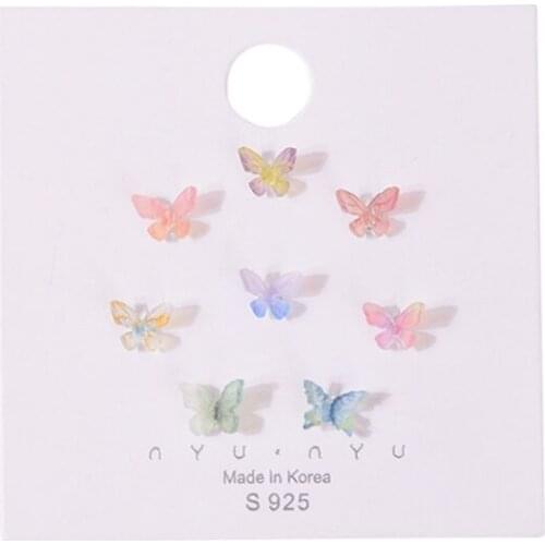 8 Pcs Acrylic 3D Dainty Butterfly Stud Earring Simple Colorful Fairy Butterflies Earrings Women Party Jewerly