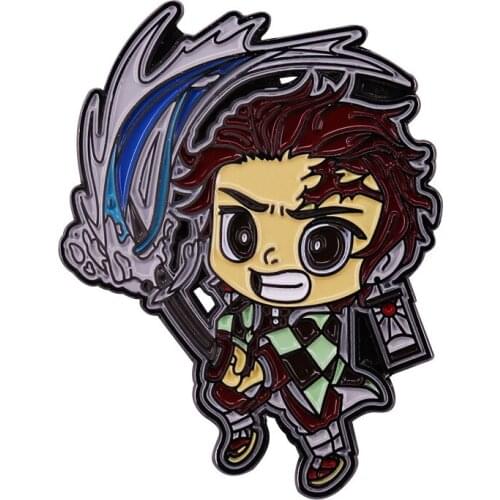 Anime Lovers Accessories Demon Slayer Kimetsu no Yaiba Kamado Tanjirou Cartoon Metal Enamel Lapel Clothes Coats Badge Brooch Pin