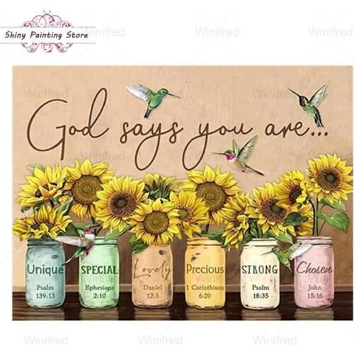 Retro 5D Diamond Embroidery Sunflower Wonderful Text Picture Of Rhinestone Diamond Painting Full Diamond Mosaic Art Home Decor