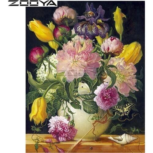 ZOOYA Diamond Embroidery 5D DIY Diamond Painting Colorful Flower Peony Diamond Painting Cross Stitch Rhinestone Mosaic BK126