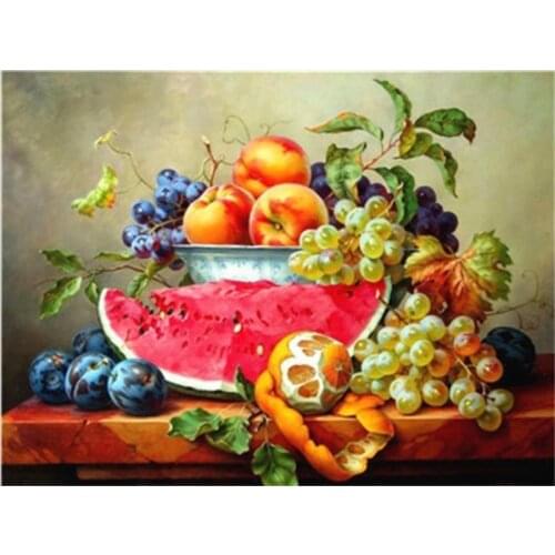 Diy watermelon diamond painting kitchen rhinestone embroidery grapes mosaic sticker decor fruits diamond dots poster wall papers