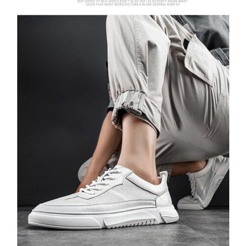 White Fashion Casual Shoes Lesiure Shoes Daily Leather Mesh Breathable Odorless Shoes Fashion Luxurious