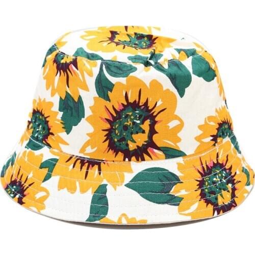 Printed Flower Bucket Hat Double wared Outdoor Sports Hip Hop Cap Men Women Summer Fishing Sun Hat Panama Man Cotton Flat Hats