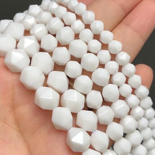 Natural Gem Faceted White Onyx Stone Beads 6/8/10mm Loose Spacer Accessories Beads For Jewelry Making DIY Bracelet Necklace