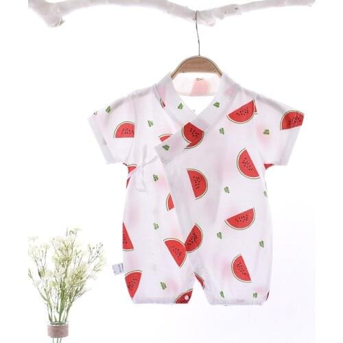 Baby Clothes 2021 Summer New Red Watermelon Printing Baby Girls Romper Pure Cotton Newborn Romper Cute Kids Clothing 0-24 Month