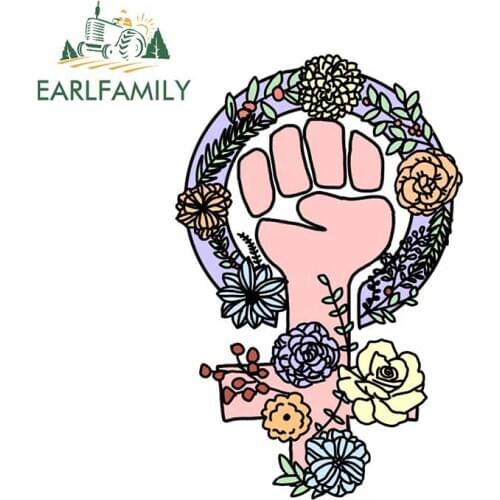 EARLFAMILY 13cm x 8.6cm for Feminist Flower Symbol Body for Car Stickers DIY Graffiti Decal Car Accessories Scratch-proof Decor