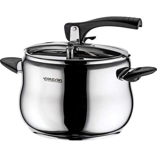 Emsan Burcu Pressure Cooker-4Lt-It is made of 18/10 cr-Ni stainless steel. Sizes; length is 25 cm, width is 17 cm, height is 28