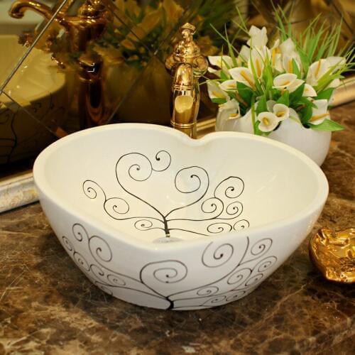 Europe Vintage Style Ceramic Art Basin Sinks Counter Top Wash Basin Bathroom Vessel Sinks vanities artistic sink & wash basin