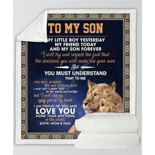 To My Son 3D Printed fleece blanket Beds Hiking Picnic Thick Fashionable Bedspread Sherpa Throw Blanket Drop Shipping 05
