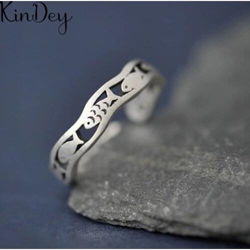 Kindey Fashion Silver Color Fish Rings For Women Vintage Female Finger Ring Jewelry Girls Gift