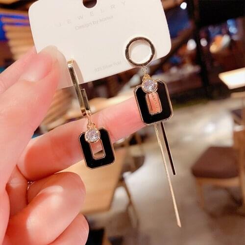 Korean Asymmetrical Black Geometry Gold Alloy Charms for Dangling Earring Women Fashion Accessories Trends 2021 Style Jewelry