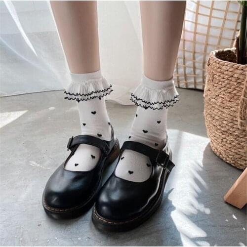 Lolita JK Lace Ruffle Frilly Socks Cute Heart Vintage Retro Floral Lady Princess socks B1820