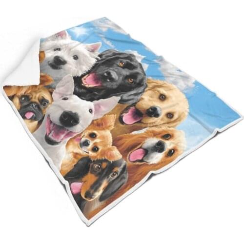 Cute Pet Dog Square Blanket Warm Super Soft Large Throw Blanket for Adult All Seasons Bedroom Chair Sofa Carpet