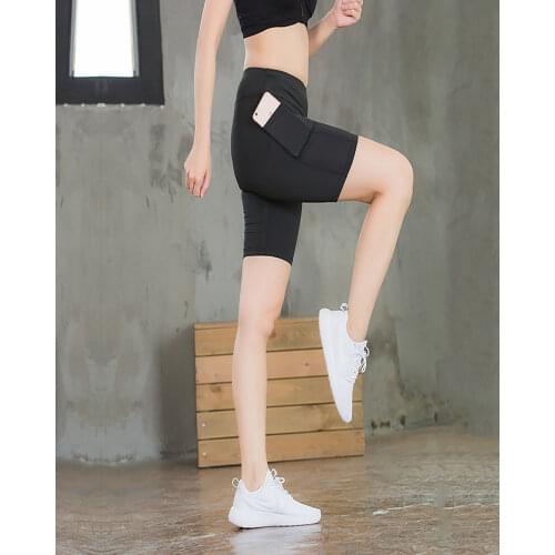 Women Gym Shorts High Waist Lifting Push Up Tight Sports Shorts Leggings Phone Pocket Jogging Running Fitness Yoga Shorts Pants