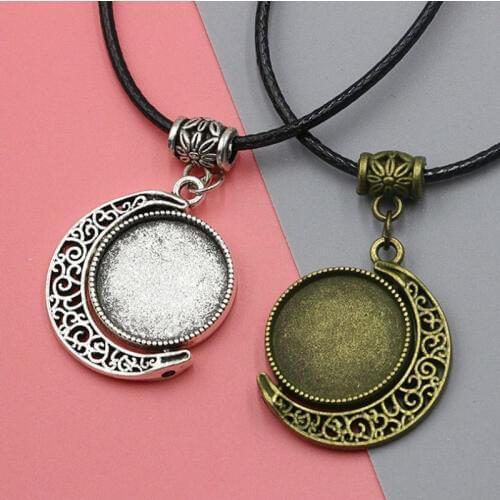 Retro Antique Bronze MINI Painting Frame Moon rotating double-sided alloy base Decor DIY Photo Frame Pendant Home Decor Parts