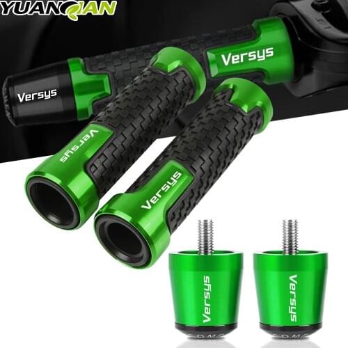 Motorcycle 7/8" 22MM Handlebar Hand Grips Handle Bar End Cap plug Green For KAWASAKI VERSYS 250/ KLE VERSYS 650/ KLE VERSYS 1000