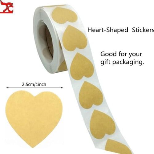Heart-Shaped Label Sticker Kcraft Love Stickers Scrapbooking for Jewelry Box Blank Seal Labels Wedding Party Gift 100 To 1000Pcs