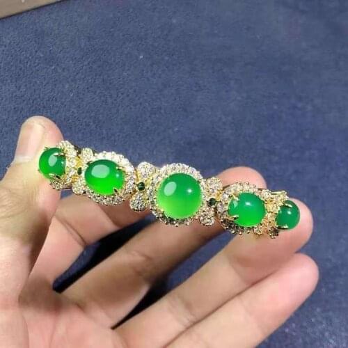 Real Natural ice Chalcedony bracelet handmade charm bracelet Jewelry 925 Silver bracelet for women bangles women accessories