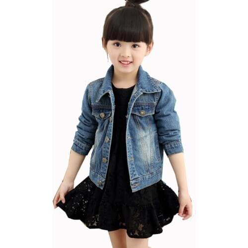 New Spring Autumn Teenager Girls Denim Jackets Coats Clothes For Girl Kids Childrens Jeans Jacket Outwear Clothing In 3-11Y 47