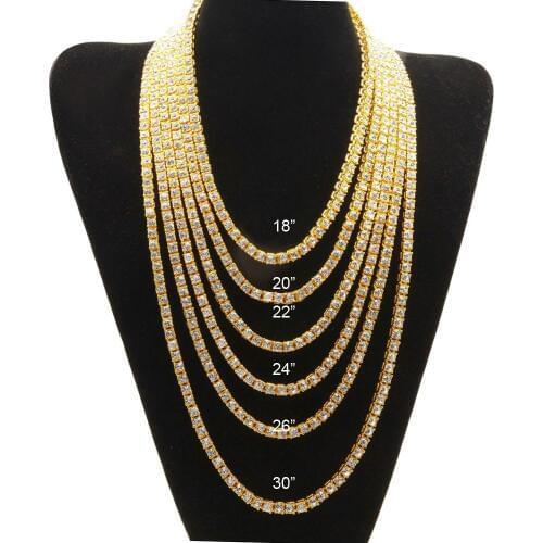 Popular Men Hip Hop Bling Iced Out Single Row 5mm Square Rhinestone Tennis Chain Necklaces Rocker Rapper Jewelry Hot Selling