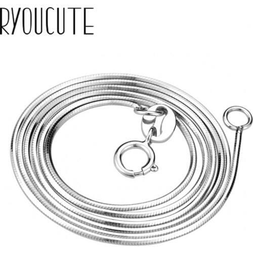 RYOUCUTE 100% Real Pure Silver Color Jewelry Vintage Korean Snake Chains Necklaces For Women Wedding Kolye Collares