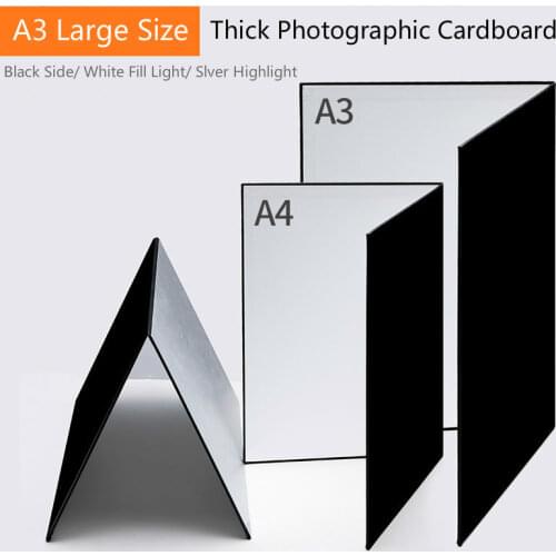 A3 A4 Camera Photography Accessory Collapsible Cardboard White Black Silver Reflector Absorb Light Thick Reflective Paper