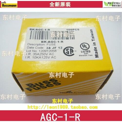 US BUSSMANN Fuse AGC-1-R 1A 250V fast -blow fuse 6 times; 30mm