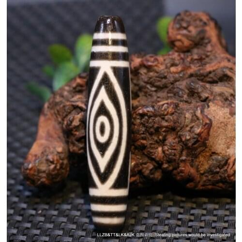 Magic Power Energy Tibetan Old Agate Nirvana 2 Phoenix Eye Long Master dZi Bead Amulet Pendant LKbrother Talisman UPD210527A4