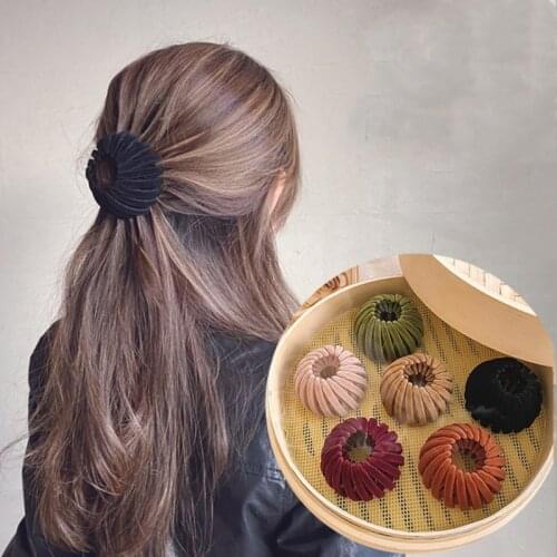 Girls Velvet Nest Hair Ring Hair Clips High Horsetail Artifact Fixed Lazy Ball Bun Woman Hair Accessories Fashion New Headwear