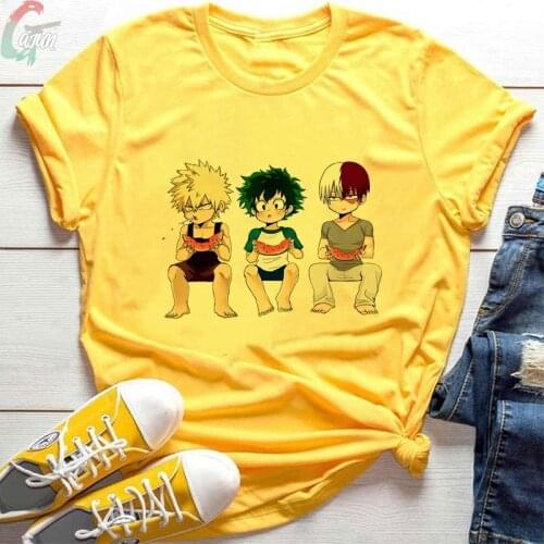 My Hero Academia Woman Tshirts Kawaii Cartoon Himiko Toga Graphic Kawaii Yellow Harajuku Boku No Hero Academia Anime T Shirt Top