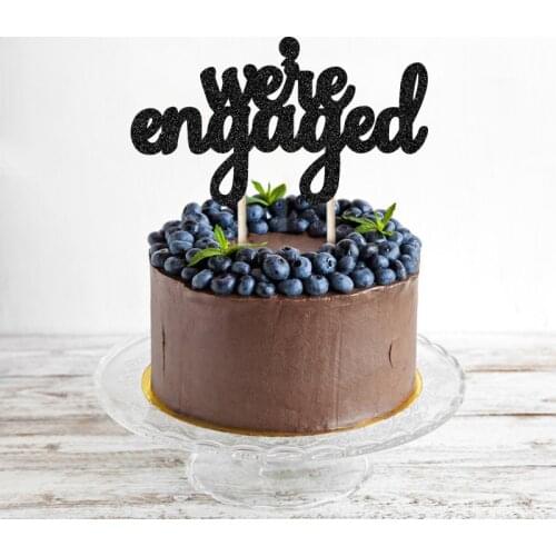 Gold/Silver Glitter Script we're engaged Wedding Cake topper Bridal Shower/Engagement Party Favors Decorations Cake Accessory