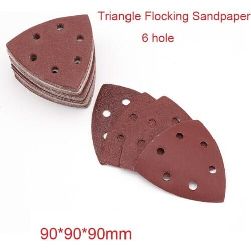 1/5/50/100PCS Triangle Flocking Sandpaper 90*90*90mm 40-400 Grit Red Color Triangular Sand Disc For Polishing Grinding
