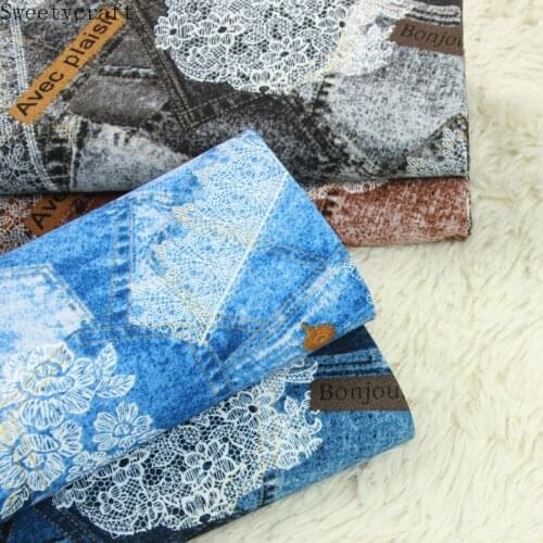 110x45cm Thick 100% Cotton Fabric Lace Cowboy Cloth Sewing Dress Quilting Fabrics for Patchwork Needlework DIY Handmade Material
