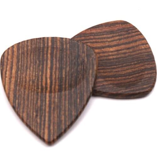 2 Pcs Wood Acoustic Bass Electric Guitar Pick Paddles Gold Sandalwood