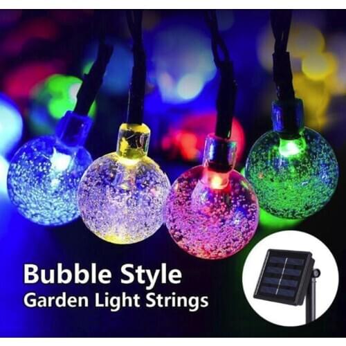 20/30 LED 5M/6.5M Crystal ball Solar Lamp Power LED String Fairy Lights Solar Garlands Garden Christmas Decor Outdoor Colorful