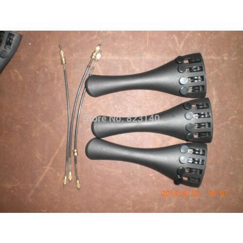 3 PCs Carbon Fiber Violin Tail piece with fine tuner &3 pcs violin tail guts