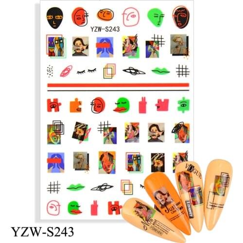 3D Stickers for Nails Self-Adhesive Sticker Slider Sexy Female Line Face Design Nail Art Decorations Nail Foil Accessories