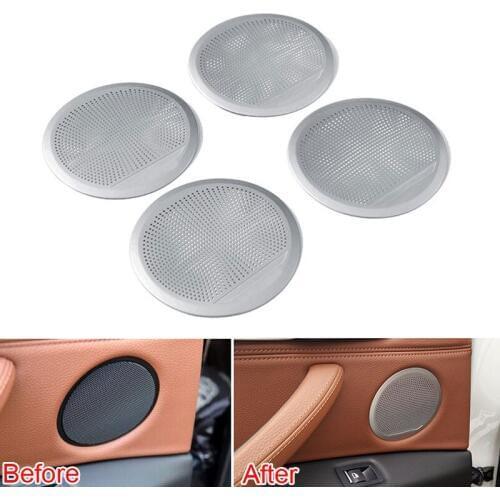 4pcs Stainless Steel Door Stereo Speaker Audio Ring Decoration Cover Trim Fit For BMW X5 2014 2015 Car Styling Car-covers