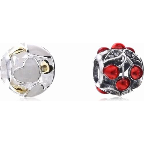 Ajax 925 Sterling Silver Heart Diy Charms Beads Jewelry Parts Fit Snake Chain Bracelet Girls Gift