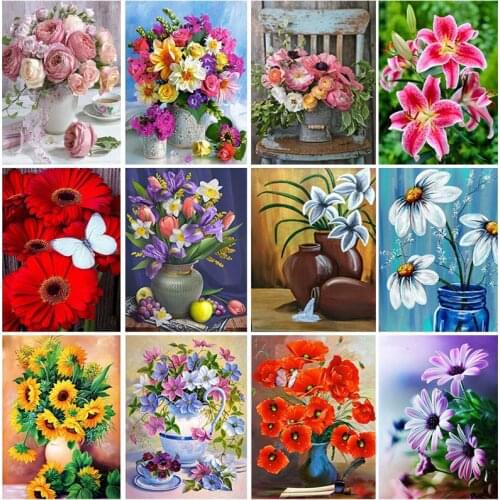 Diy Flower 5D Diamond Painting Full Square Drill Cross Stitch Rhinestone Mosaic Diamond Embroidery Home Decor Wall Art Gift