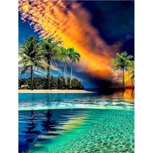 5d diy diamond painting Seaside scenery full square round diamond embroidery sale 3d diamond mosaic needlework home decor CV115
