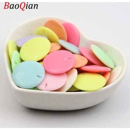 20mm 30mm Colorful Oblate Plastic Acrylic Round Flat Beads For Jewelry Making Bracelet Beaded Diy