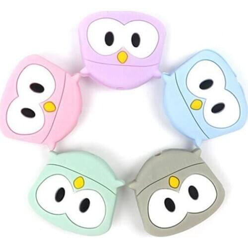 Baby Silicone Teether Cute Mini Owl Silicone Beads BPA Free Food Grade Rodents DIY Baby Teething Toys
