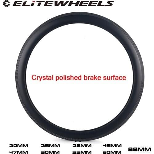 ELITEWHEELS 700c Road Carbon Rims Crystal Polished Brake Surface 25 Or 27mm Width Tubular Clincher Tubeless For Bicycle Wheelset