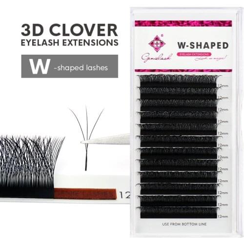 Genielash 3D Volume Eyelash Extensions W shaped 0.07 D/D+ Eyelash Make Fans Easily