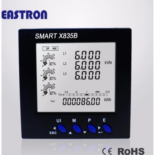 SMART X835AO, 4-20mA Analog Output Three Phase 96*96mm Multi-function Smart Power Meter Panel Mounted, 1/5A CT connect