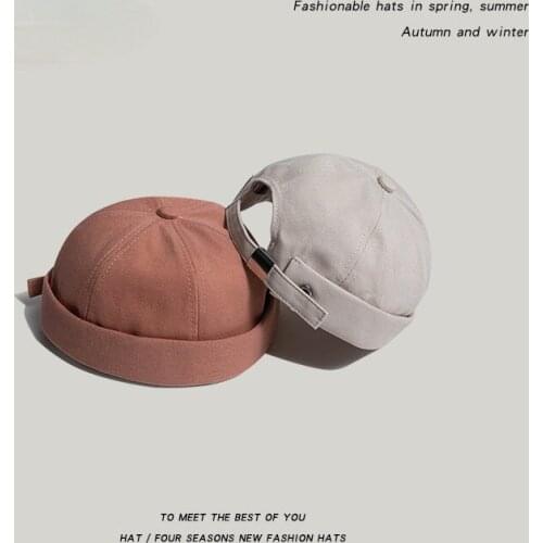 New Vintage Docker Cap Brimless Hat Men Hip Hop Hat Boys Beanie Hats Cotton Retro Adjustable Literary Landlord Sailor Cap Women