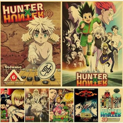 Classic Trendy Japanese Anime Hunter X Hunter Vintage Posters Kraft Paper Sticker for Home Bar Cafe Art Wall Decorative Gift