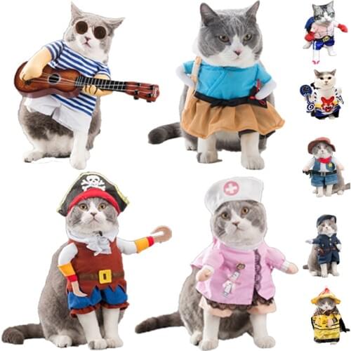 Cat Cosplay Suit For Cats Clothes Firecrackers Corsair Cowboy Cute Costumes Pirate Things Fancy Kitty Funny Dog Hat Accessories