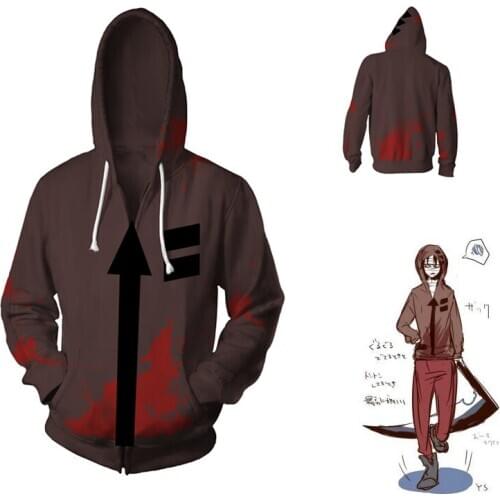 Cosplay Angels of Death Costume Isaac Foster Zack Cosplay Sweatshirts Uniex 3D Printing Zipper Jacket Hooded Sweater Coat Tops